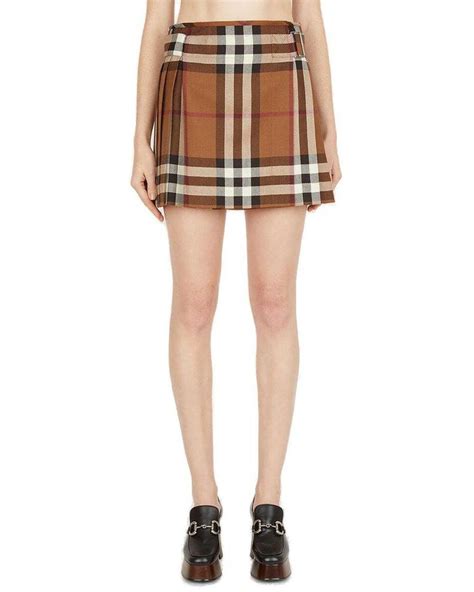 burberry pattern mini skirts|checked pleated mini skirt.